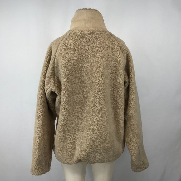 JOHN J GALT ~ WOMENS ONE SIZE ~ TAN SHERPA FLEECE FULL ZIP JACKET COAT - Picture 5 of 7